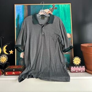 Bobby Jones Black and Dark Green Golf Polo Shirt Large